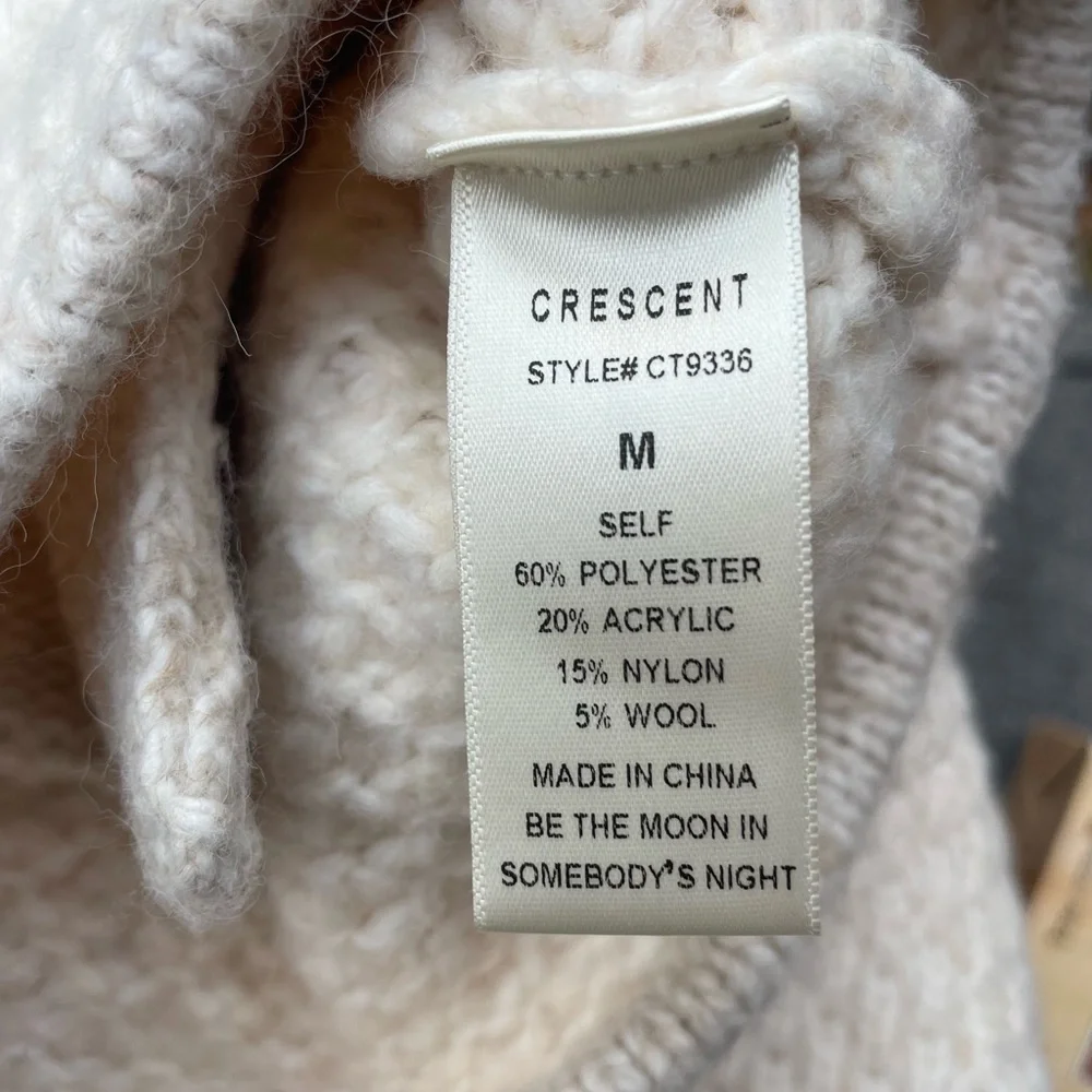 Crescent Cream Knit Cardigan Boucle Jacket in off-white button-front closure - Picture 9 of 9